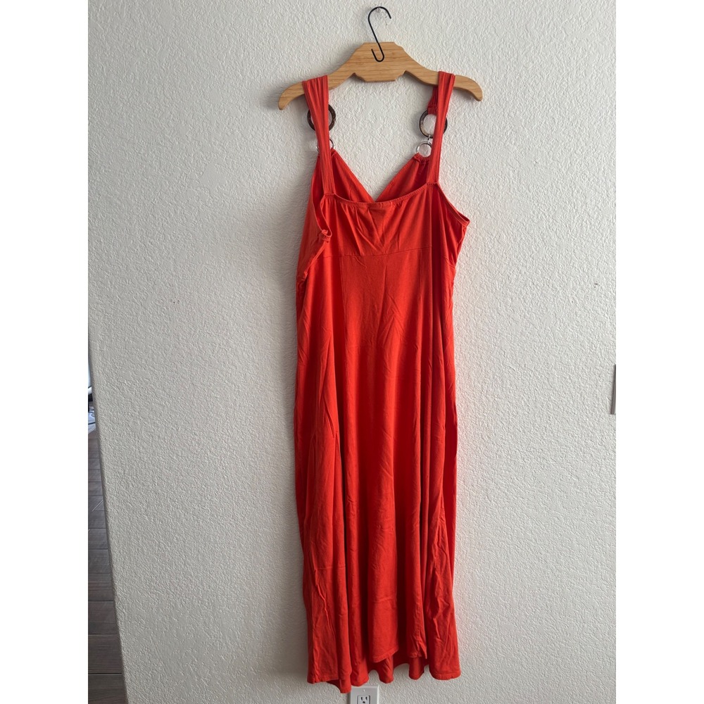 Avenue Maxi Dress 22/24 Orange Sleeveless Ring Detail V-Neck Surplice - Picture 10 of 10